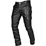 Schwarze Vintage Atmungsaktive Leinenhosen mit Reißverschluss aus Leder für Herren Größe 3 XL für Partys für den für den Sommer 