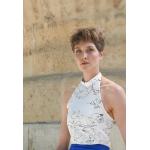Weiße Bio Nachhaltige Schulterfreie Neckholder-Tops aus Baumwolle für Damen Größe XL für den für den Sommer 