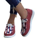 SOPTEC rutschfeste Damen-Sneaker - Mode-Sneakers für Damen,Sneaker-Schuhe mit Independence Day Flag-Print, Low-Top-Canvas-Schuhe für den Sommer-Frühling