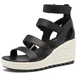 SOREL Women's Cameron Wedge Multistrap Sandals - Black, Chalk - Size 8