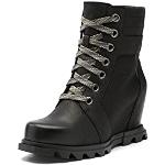 SOREL Women's Joan of Arctic Wedge III Lexie Boot — Black, Jet — Waterproof Leather Wedge Boots — Size 10
