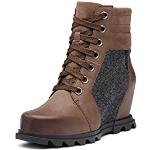 SOREL Women's Joan of Arctic Wedge III Lexie Boot — Tobacco, Black — Waterproof Leather Wedge Boots — Size 7