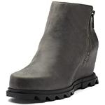 SOREL Women's Joan of Arctic Wedge III Zip Boot — Quarry, Black — Waterproof Leather Wedge Boots — Size 10