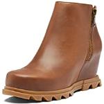 SOREL Women's Joan of Arctic Wedge III Zip Boot — Hazelnut Leather, Gum 2 — Waterproof Leather Wedge Boots — Size 7.5
