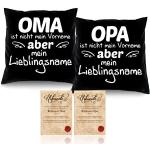 Soreso Design Oma & Opa -:- 2 Kissen inklusive Füllung -:- 2 Urkunden -:- Geschenk Weihnachten Großeltern