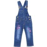 Blaue Jeans-Latzhosen für Kinder mit Vogel-Motiv mit Reißverschluss aus Denim für Mädchen Größe 86 