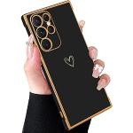 Goldene Samsung Galaxy S22 Ultra Hüllen mit Herz-Motiv mit Bildern mit Knopf für Herren 