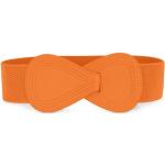 Orange Stretchgürtel mit Schnalle aus Kunstleder für Damen 