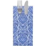 Blaue Jugendstil Quadratische Servietten mit Ornament-Motiv aus Textil 100-teilig 