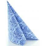 Blaue Jugendstil Papierservietten mit Ornament-Motiv aus Textil 50-teilig 