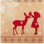 Braune Quadratische Weihnachtsservietten mit Ornament-Motiv 50-teilig 