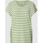 Grüne Gestreifte Soyaconcept V-Ausschnitt T-Shirts für Damen Größe S 