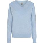 Blaue Melierte Soyaconcept V-Ausschnitt Kaschmir-Pullover aus Wolle für Damen Größe S 