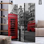 Rote Moderne 4Home Foto-Paravents mit London-Motiv aus Massivholz 
