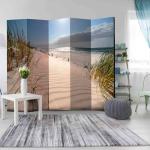 Beige Moderne 4Home Foto-Paravents mit Strand-Motiv aus Massivholz 5-teilig 