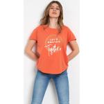 Orange Bestickte Bio Nachhaltige Damenbandshirts aus Baumwolle Größe L 