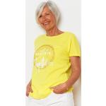 Gelbe Bestickte Bio Nachhaltige Damenbandshirts aus Baumwolle Größe XL 