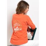 Orange Bestickte Langärmelige Nachhaltige Damenbandshirts aus Baumwolle Größe XL 