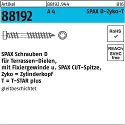 Spax, Schrauben, Holzbauschraube R 88192 Zylinderkopf T-STAR 6 x 40/23 -T A 4 m.CUT-Sp. (200 Schrauben pro Stück)