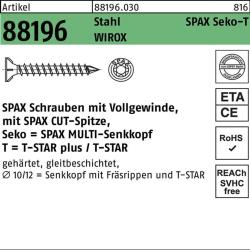 Spax Senkkopfschraube T-STAR 10 x 220 VG Wirox - 4003530246142 (VPE: 50 Stück)