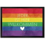speecheese Jeder ist Hier willkommen Fußmatte in 35x50 cm mit Regenbogenfahne Pride Lesben Transgender Fahne für Gleichberechtigung und Freiheit