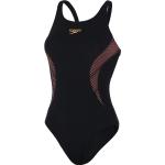 Schwarze Speedo Damenschwimmanzüge & Damensportbadeanzüge aus Polyester enganliegend mit V-Rückenpartie Größe L 