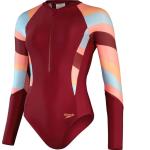 Speedo Women's Long Sleeve Swim Suit Oxblood/Coral Oxblood/Coral 34
