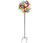 210 x 61 cm Deko Windspiel Windmühle Gartenstecker groß Metall Windrad bunt 