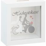 Spetebo - Hochzeit Spardose 15x15 cm weiß - Hochzeits Kasse Sparbüchse mit Sichtfenster
