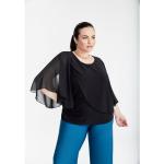 Reduzierte Schwarze Unifarbene Elegante Halblangärmelige SPG Woman Rundhals-Ausschnitt Festliche Blusen aus Chiffon für Damen Größe 3 XL 