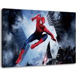 Spiderman Format 100x70 cm Bild auf Leinwand, XXL riesige Bilder fertig gerahmt mit Keilrahmen, Kunstdruck auf Wandbild mit Rahmen