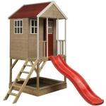Rote Spielhäuser & Kinderspielhäuser aus Holz mit Rutsche 