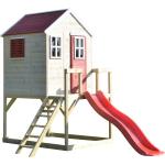 Rote Spielhäuser & Kinderspielhäuser aus Holz mit Rutsche 