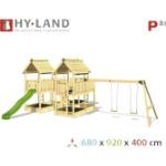 Grüne Holzspieltürme & Holzstelzenhäuser mit Doppelschaukel 