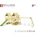 Spielturm Hyland Projekt 8S Holz mit Sandkasten, Kletterwand, Doppelschaukel, Rutsche grün