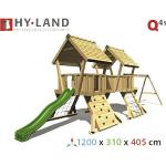 Grüne Holzspieltürme & Holzstelzenhäuser mit Kletterwand 