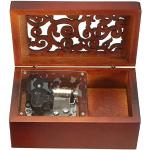 Spieluhr aus Holz, Antik-Gravur, zum Aufziehen, Lilium aus Elfen liegen, mit versilbertem Uhrwerk, rechteckig