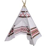Spielzelt INDIA - Tipi Zelt für Kinder - Polyester - L: 1,20m - H: 1,55m - weiß, braun, rot