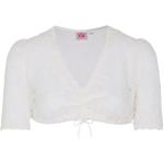 Weiße Unifarbene V-Ausschnitt Festliche Blusen aus Spitze für Damen Größe S 