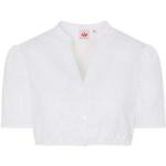 Weiße Kurzärmelige Spieth & Wensky V-Ausschnitt Dirndlblusen kurzarm aus Baumwolle für Damen Größe XS 