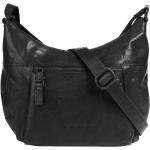 Schwarze Spikes & Sparrow Lederhandtaschen mit Reißverschluss aus Leder mit Außentaschen für Damen 