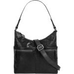 Schwarze Umhängetaschen mit Reißverschluss aus Leder mit Außentaschen für Damen klein 