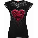 Reduzierte Schwarze Gothic Spiral Direct Rundhals-Ausschnitt T-Shirts aus Spitze für Damen Größe XL 
