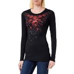 Schwarze Gothic Langärmelige Spiral Direct T-Shirts aus Jersey für Damen Größe L 
