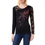 Schwarze Gothic Spiral Direct One Shoulder T-Shirts aus Spitze für Damen Größe S 