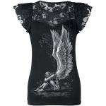 Schwarze Gothic Spiral Direct T-Shirts aus Spitze für Damen Größe XL 