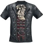 Schwarze Gothic Spiral Direct Rundhals-Ausschnitt T-Shirts aus Baumwolle für Herren Größe M 