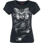 Schwarze Gothic Spiral Direct Katzen-Shirts mit Katzenmotiv aus Spitze für Damen Größe XXL 