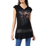 Schwarze Gothic Spiral Direct T-Shirts mit Nieten aus Jersey für Damen Größe S 