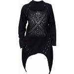 Schwarze Gothic Langärmelige Spiral Direct Rundhals-Ausschnitt Damenlongsleeves & Damenlangarmshirts aus Baumwolle Größe S 